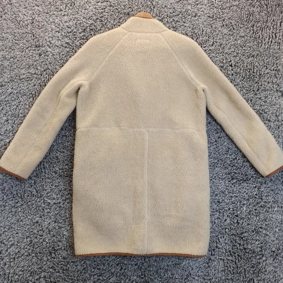 Madewell Women Sherpa Jacket cocoon Coat XSmall Cream Brown Teddy Long - Picture 7 of 12
